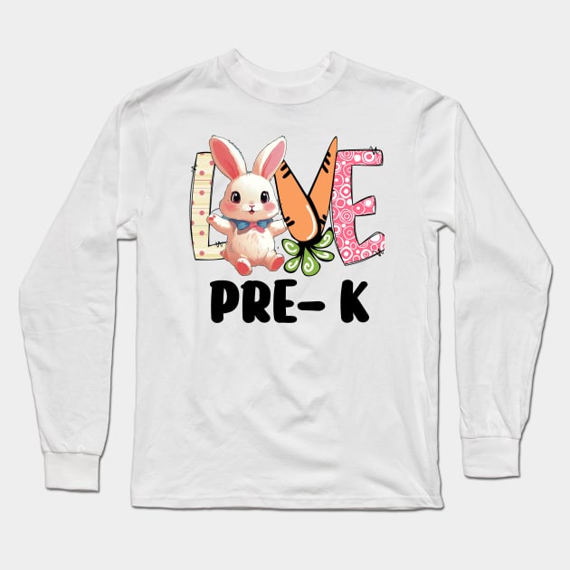 Happy Easter day Pre-k Squad Love Teacher life easter 2024 Long Sleeve T-Shirt by AlmaDesigns